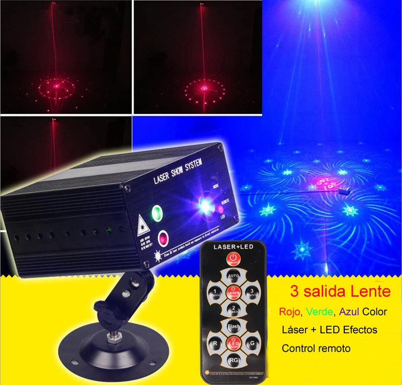 3 Salida Nuevo 48 Gobos эффекты Дискотека Luz Laser красный зеленый синий лучи лазеры Освещение