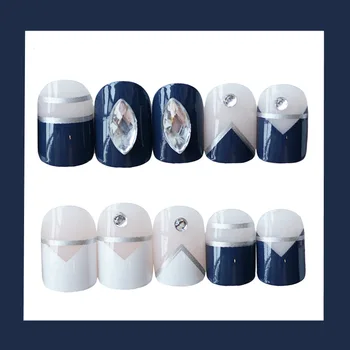 

24pcs Mysterious Crystal Decoration Manicure 3D INS False Nails Pre-design Short Art Full Cover Nail Tips Plastic Fake Nails