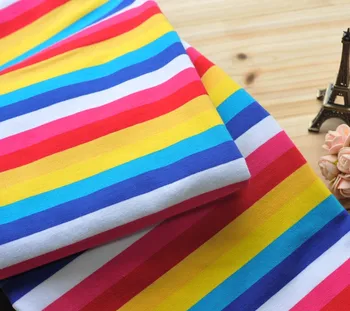 

Rainbow fabric cloth Lycra cotton fabric four way stretch stripes sky DIY apparel Sewing Patchwork child clothes 50x170cm