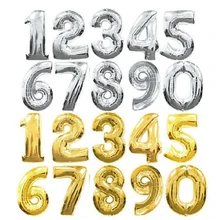 32 inches Gold Silver Number Foil Balloons Digit Helium Ballons Birthday Party Wedding Decor Air Baloons