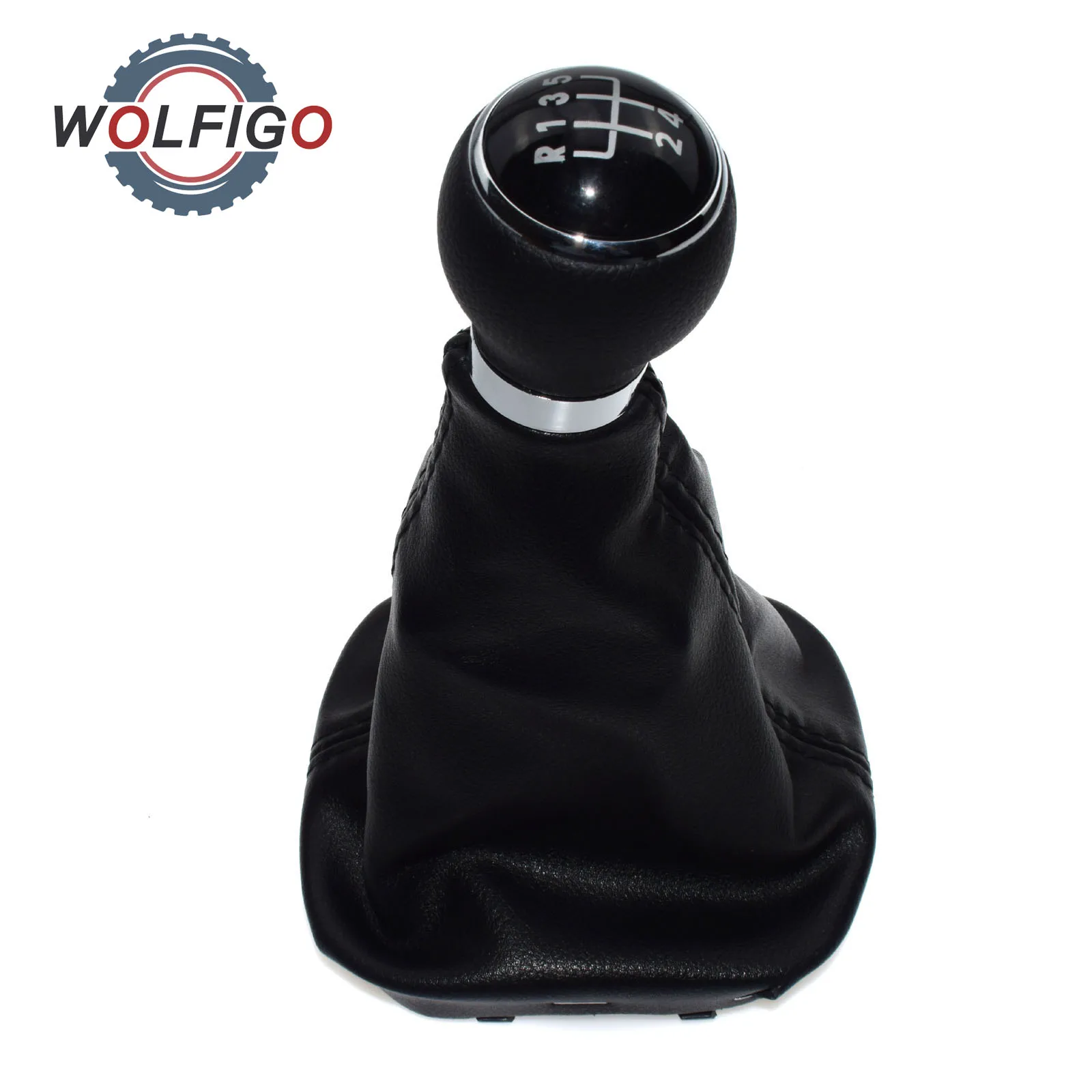 WOLFIGO New Black 5 Speed Gear Shift Knob Gaitor Boot For VW Volkswagen