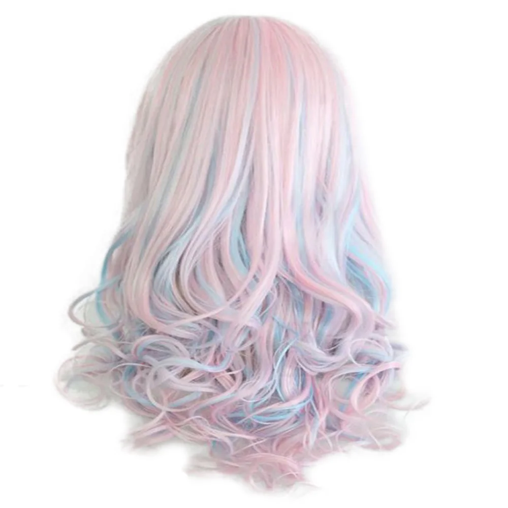 HAIRJOY mujeres 70 cm largo azul mezclado Rosa ondulado trenzado 2 colas sintéticas fiesta Cosplay peluca 15 colores disponibles