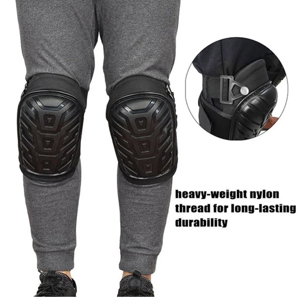 1 Pair/set Professional Knee Pads with Adjustable Straps Safe EVA Gel Cushion PVC Shell Knee Pads for Heavy Duty Work