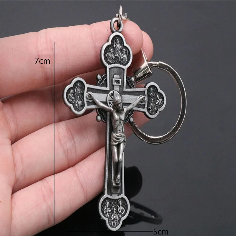 

New Fashion Saint Jesus Christ Cross Pendant Key Chain Car Keyring Key, Men's Jewelry Car Keychain Jewelry