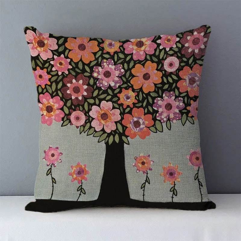 Wholesale plants life trees printed cozy cushion for couch seat back cushions home decorative pillows 45x45cm without core MYJG bench cushions indoor Cushions