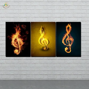 

Wall Art HD Prints Canvas Art Painting Modular Picture And Poster Canvas Painting Fire Abstract Music Notes Decor Home 3 PIECES