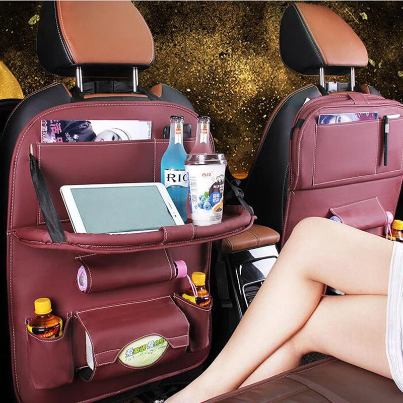 

1PC PU Leather Car Seat Back Storage Hang Bag Multi-functional Ipad Mini Holder Universal Back Seat Organizer for Kids Storage