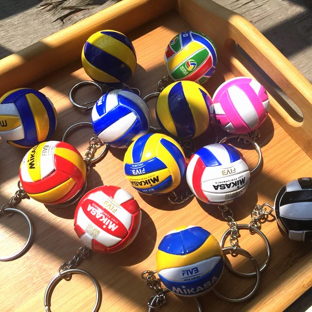 US $2.76 Mini PVC Volleyball Keychain Sport Key Chain Gift Car Ball Key Holder Ring For Sports Team For Men 