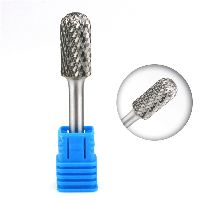 

SC-5 Micro Grain Solid Carbide Burr Cylinder Shape with Radius End Double Cut Rotary Burr File with 1/4 Inch shank