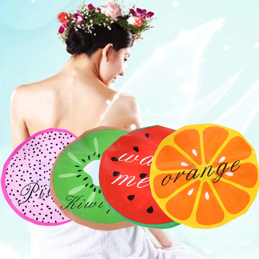 12Pcs Colorful fruit pattern Bath Waterproof Women Shower Caps Bath Shower Hair Cover Adults Waterproof Bathing Cover #4M22 (9)