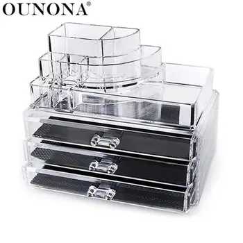 

OUNONA Acrylic 3-Drawer Makeup Cosmetics Jewelry Storage Box Case Rack Organizer Transparent Spiral Style
