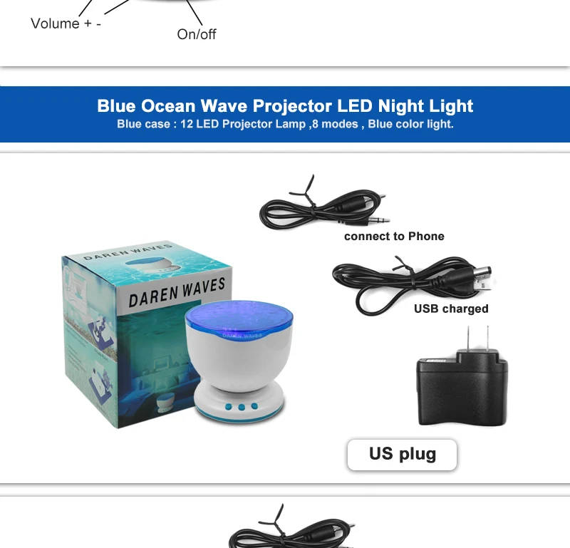 Blue Ocean Wave Projector LED Night Light RGB Sky Aurora  (5)