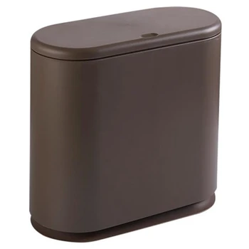 

Pressing Type Plastic Trash Can Oval Push-Type Flip Cover Bathroom Sanitary Bucket Storage Bucket Household Cleaning Tool