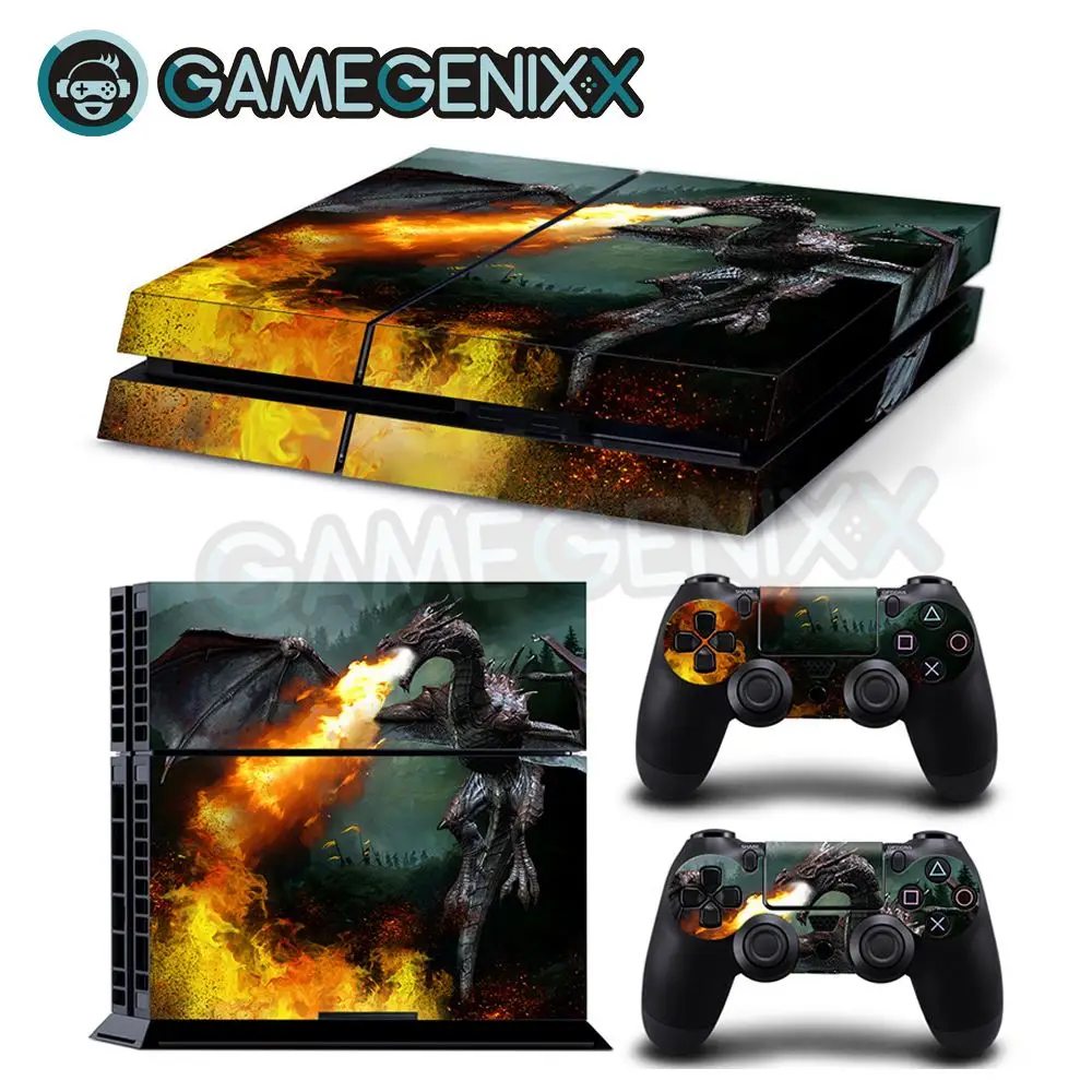 

GAMEGENIXX Skin Sticker Vinyl Decal for PS4 Console and 2 Controllers - Dragon