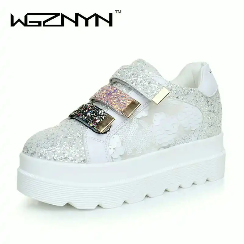 

Summer Style Women Shoes Hidden Wedge 6cm Heels Shoes Elevator Bling Shoes Casual Shoes For Women Colorful Platform Sneakers W65