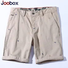 Joobox Embordery мужские Шорты хлопковые летние повседневные шорты мужские на молнии карман дизайн Длина выпрямленного колена короткая мужская брендовая одежда