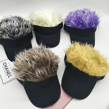 

Hot New Fashion Novelty Baseball Cap Fake Sun Visor Hats Men's Women's Toupee Wig Funny Hair Loss Cool Gifts