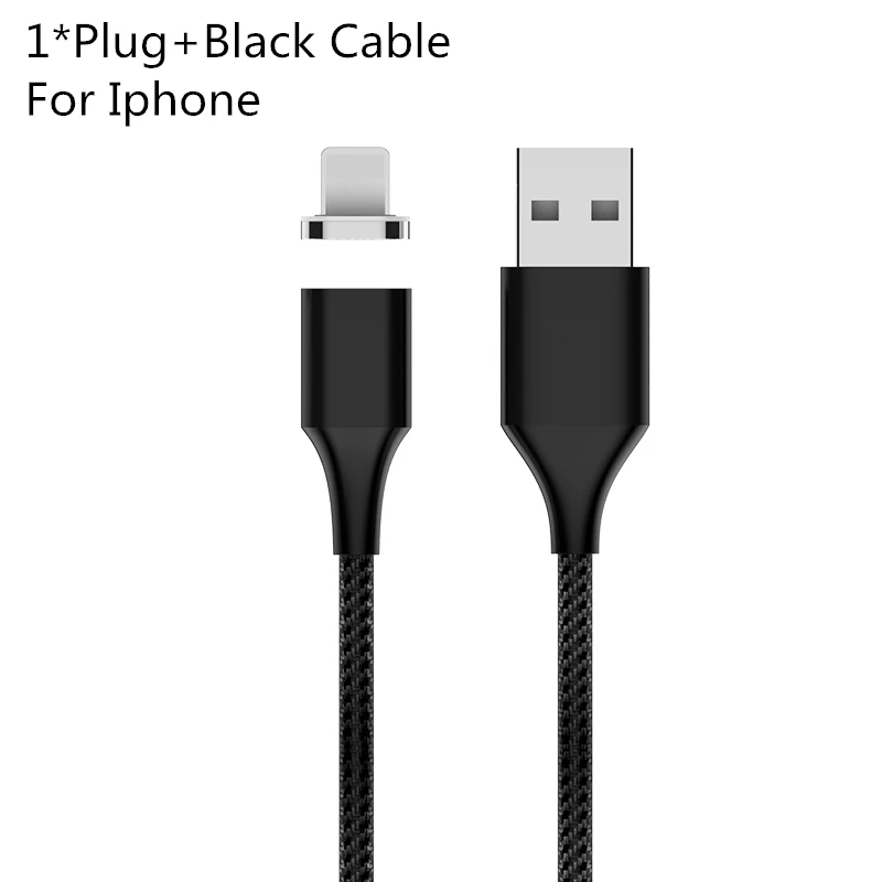 Магнитный кабель KingFriend Micro usb type C для iPhone Lighting Cable 1M 2M 3A провод для быстрого заряда Магнитный кабель type C для Xiaomi - Цвет: Black USB for Iphone