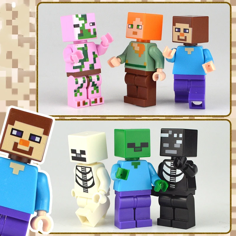 6 people Legoing Minecraft Action Figures Building Blocks My World Zombie Steve Toys For Children Minecraft Legoings Block 6 people Legoing Minecraft Action Figures Building Blocks My World Zombie Steve Toys For Children Minecraft Legoings Block