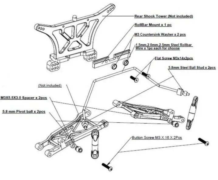 Traxxas סלאש 2wd חם ראסינג קדמי ואחורי 