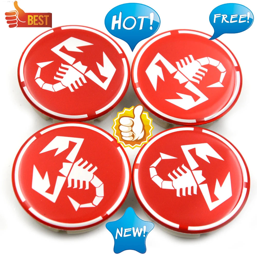 

4pcs/lot 50mm (44mm) Scorpion Abarth Logo Wheel Center Cap Hub Cap for 500 Abarth Fiat Red Emblem Marea Multipla Punto