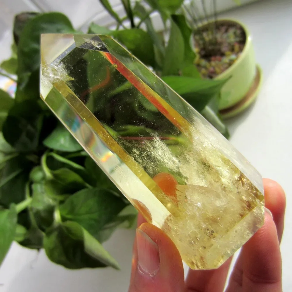 

huij 00472 AAAAA++NATURAL Clear bright Citrine QUARTZ CRYSTAL WAND POINT HEAL