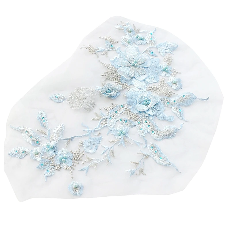 

Color Pearl Beaded 3D Embroidery Patch Wedding Lace Flower Patch Performance Clothing Diy Lace Accesories Applique Costumes De