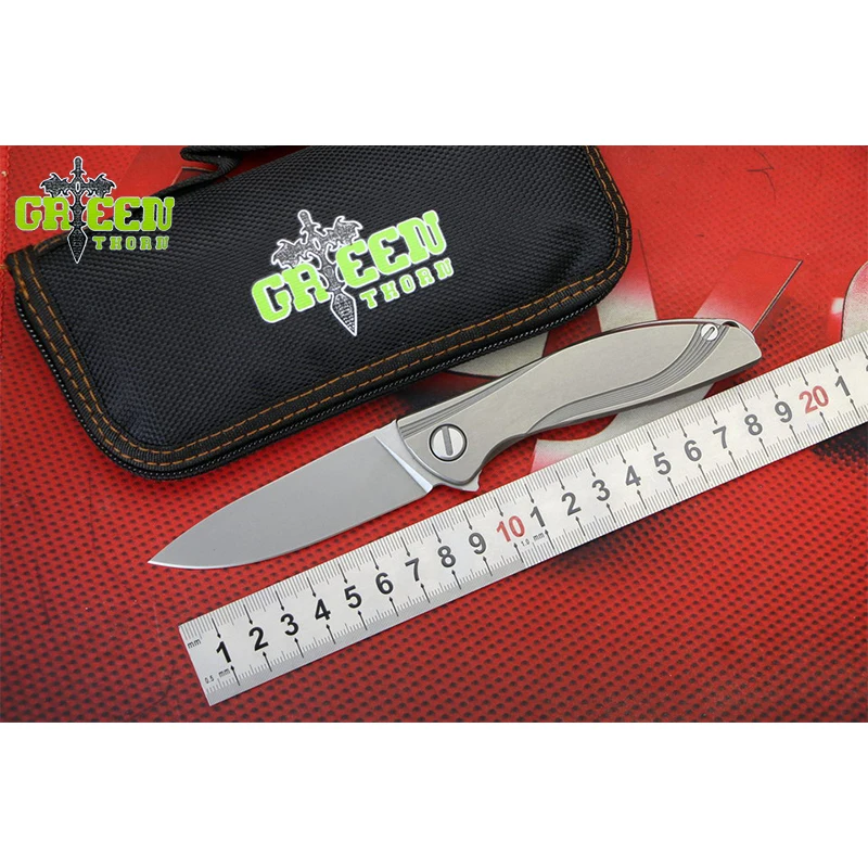 

GREEN THORN NEON Flipper folding knife M390 blade Titanium handle Outdoor camping hunting pocke fruit knives EDC tools Survival