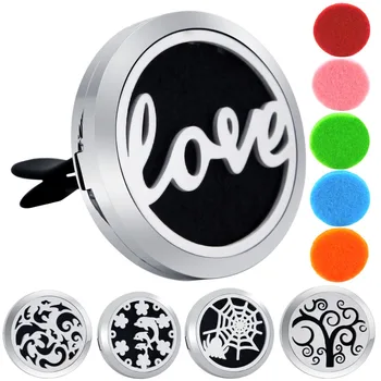 

30mm Love Magnet 316 Stainless Steel Car Aromatherapy Locket Free Pads Essential Oil Car Perfume Lockets Drop Shipping