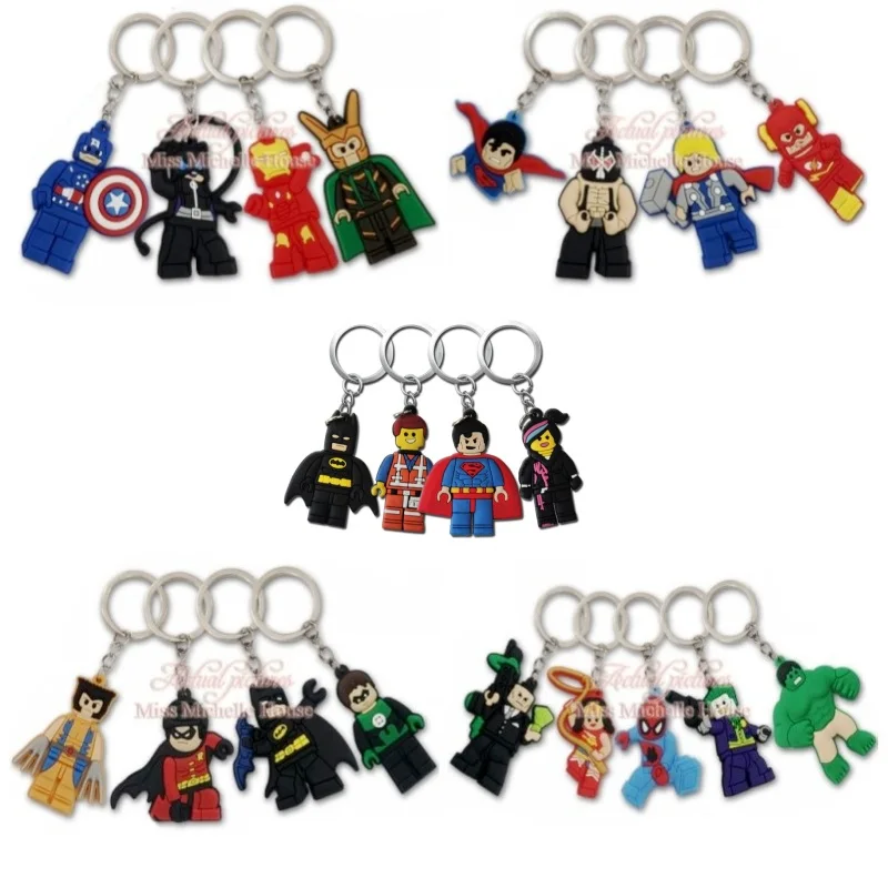 

20pcs/lot Superhero Cartoon Action Figure Keychain PVC Keyring Kids Gift Key Chain Key Cover Party Favor Chaveiro Jewelry