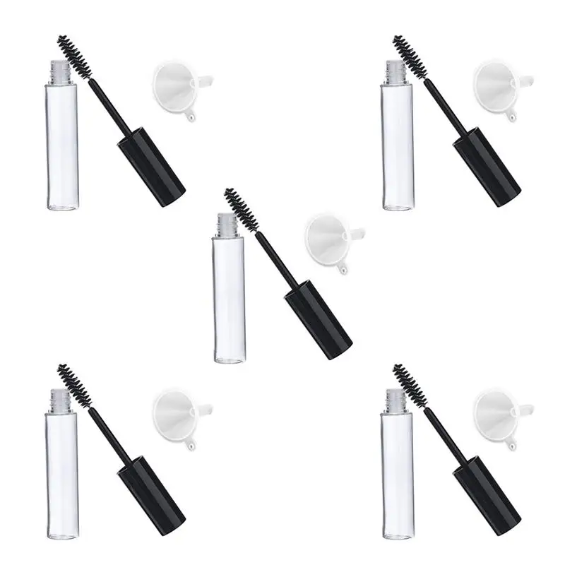 

5pcs 10ml Empty Mascara Tube with Eyelash Wand + 5pcs Funnels and Transfer Pipettes Set for Castor Oil DIY Mascara Container