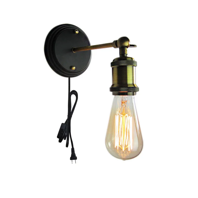 Retro Edison Bulb Wall Light With Plug E26 E27 Vintage Lamp Plug E26 E27 Vintage Wall Lamp
