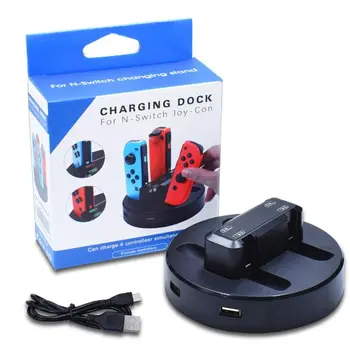 

Charging Dock Station Charger Cradle 4 In 1 USB Charger Stand Holder for Switch NS Joy-Con with 2 Extra USB Port & LED Indicator