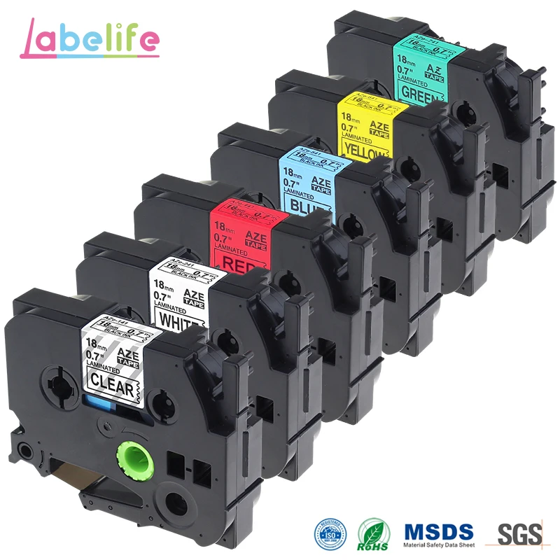 

Labelife 6 Pack Combo Set 18mm TZe-141,241,441,541,641,741 Compatible For Brother P-Touch PT-P900W P950NW P700 Label Maker