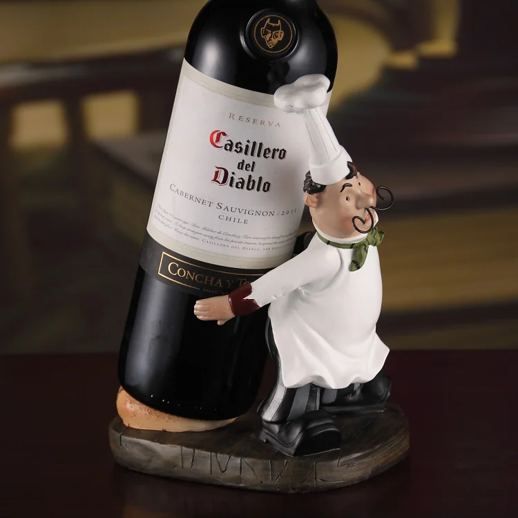 

Cute Cook Figurine Wine Rack Decorative Resin Chef Drinkware and Kitchenware Facilities Craft Ornament Accessories Furnishing
