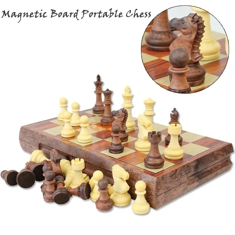 Magnetic Chess Set Board Game Foldable Chess Board New Chess Folded Board 4 Size Magnetic Board Tournament Travel Portable Chess Set International Magnetic Set playing Gift