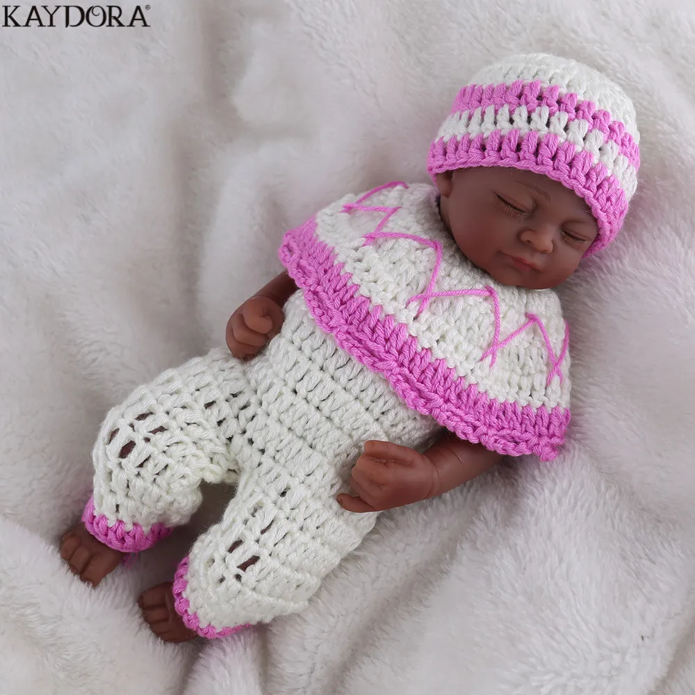 

KAYDORA 10 inch African American Baby Black Doll-Reborn Mini Baby Girl Doll Full Vinyl Sleeping Babies Toys Play House Doll