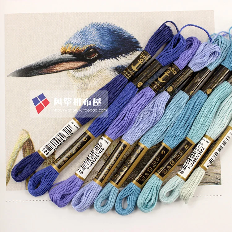 

Deguoanchoranqia's Original Imported Embroidery Line Cross-stitch Pure Color Green Wood and Son Commonly Used Line Blue