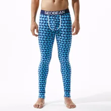 SEOBEAN Calzoncillos Largos Hombre зимние осенние мужские сексуальные клетчатые кальсоны с подогревом мешочек Леггинсы теплые штаны колготки