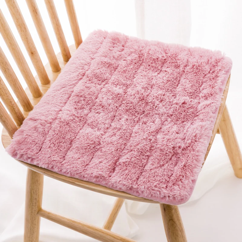 

45x45cm Nordic Plush Cushion Decorative Cushion for Chair Room Decor Winter Plush Padded Non-slip Office Seat Cushion