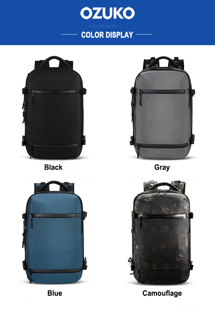 OZUKO Men's Backpack USB 17.3Inch Laptop Backpack School bag Large Capacity Travel Backpack Multi-functional Casual Male Mochila