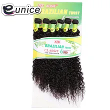 Волосы Eunice синтетическая ткань афро кудрявые пучки волнистых волос 6 шт. один комплект натуральный мягкий Омбре коричневый 16-20 дюймов для наращивания волос