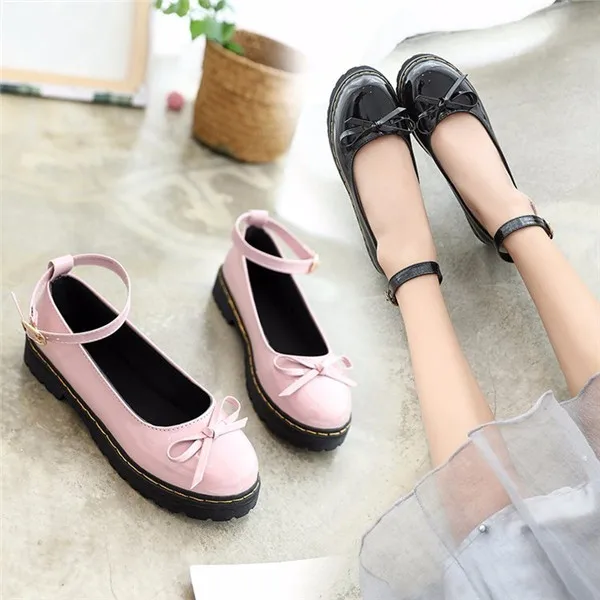 

2019 spring new Japanese doll shoes Harajuku style flat heel round girl's shoes A