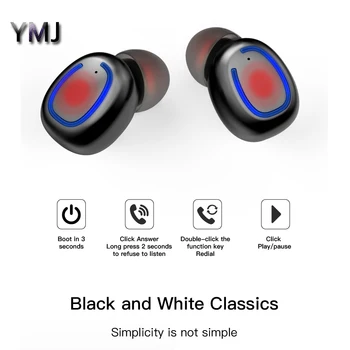 

YMJ TWS Wireless Earbuds Bluetooth Earphones Mini TWS Waterproof Headfrees For All Phone Noise Cancelling Gaming Headset