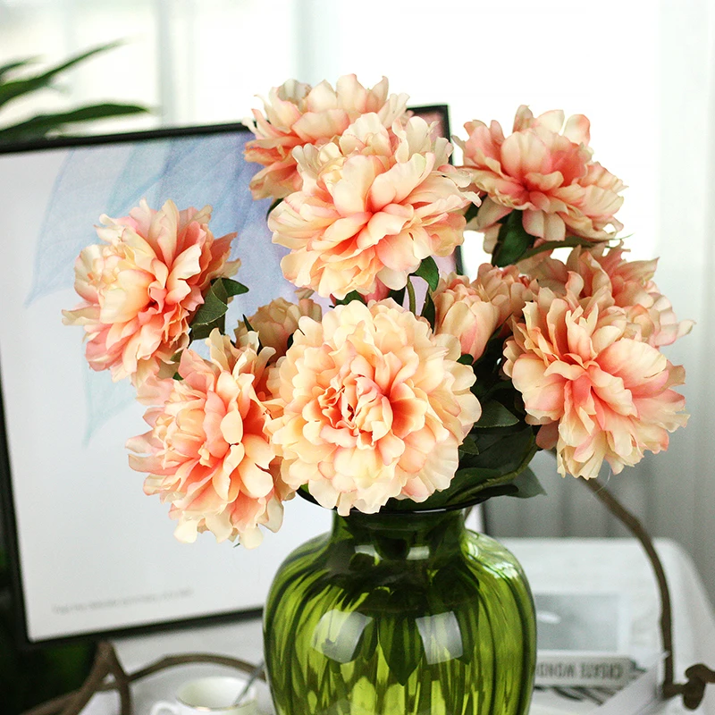 

K16186 Crafts Simulation 3 heads peony Wedding Artificial flowers Valentine's Day Flower Christmas silk Decorative PU Flower
