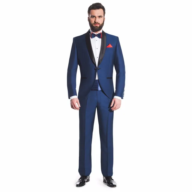 Navy Blue Mens Prieum Dress Suits Short Morning Wedding ...
