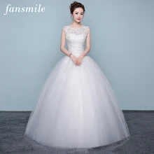 Fansmile Тюль Mariage Vestido De Noiva кружева свадебное платье на заказ плюс Размеры свадебное платье FSM-421F