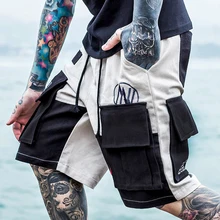 Тренд мужские короткие штаны мужские уличные карго шорты брюки мужские s хип хоп повседневные шорты с несколькими карманами мужские свободные шорты с буквами