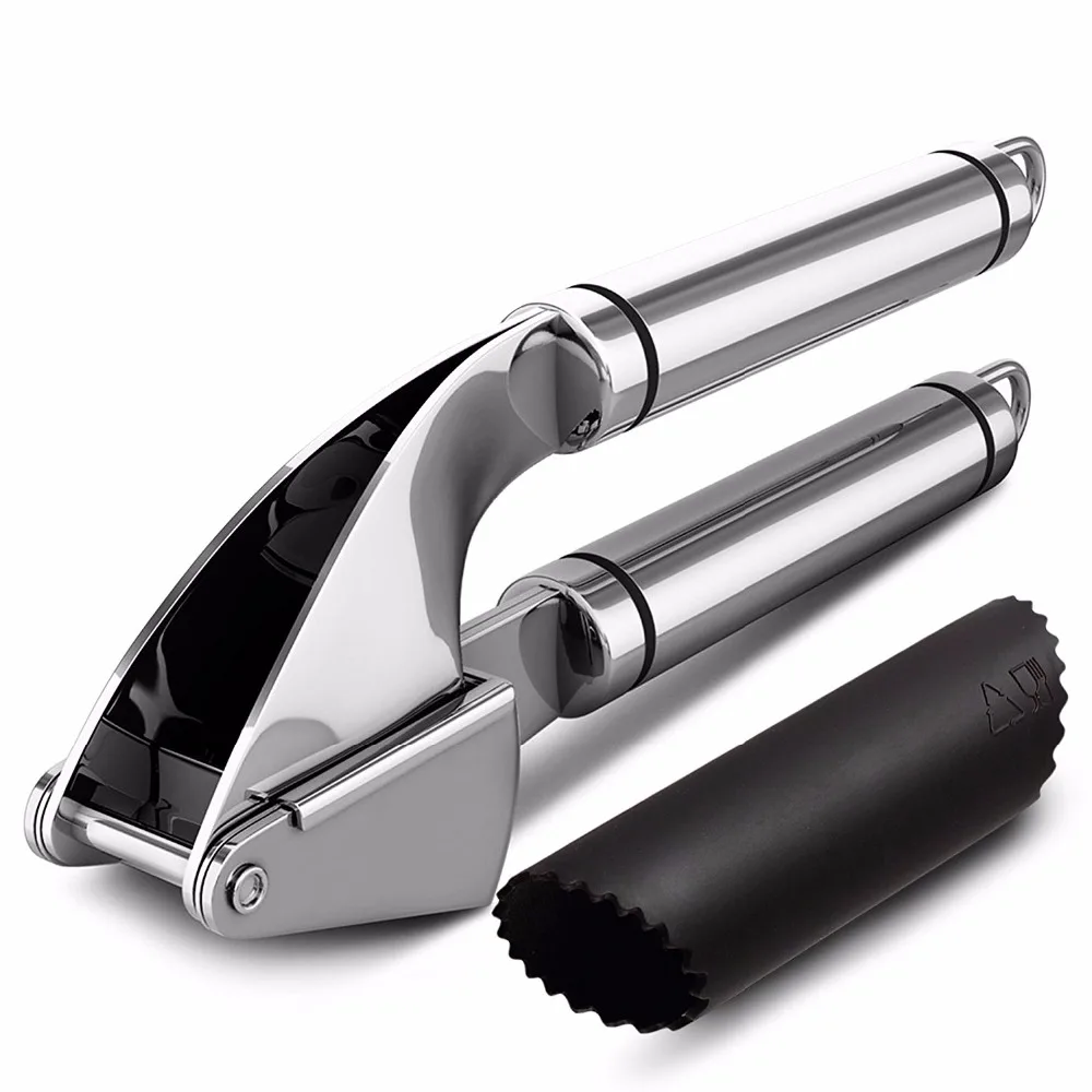 

Stainless Steel Garlic Press Mincer and Crusher with Garlic Rocker and Peeler Set Professional Grade Dishwasher safe Rustin