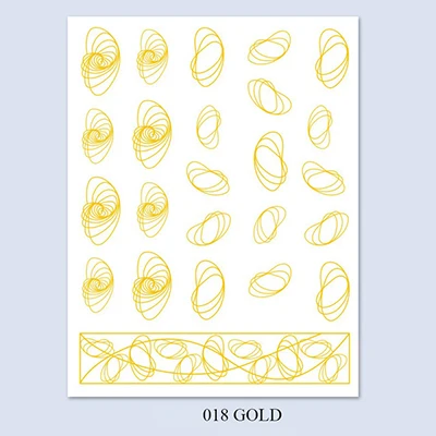 3D Nail Art Sticker Gold Silver Circle Nail Stickers Hollow Geometry Line Adhesive Slider Sticker Star Moon Decals Z0158 - Цвет: 18gold